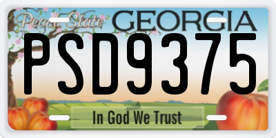 GA license plate PSD9375