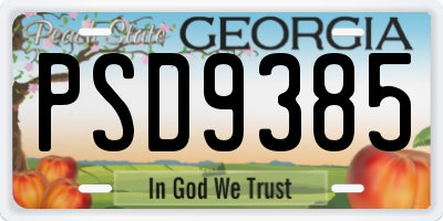 GA license plate PSD9385