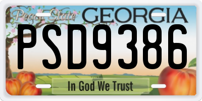 GA license plate PSD9386