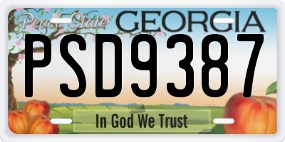 GA license plate PSD9387