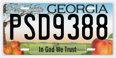 GA license plate PSD9388
