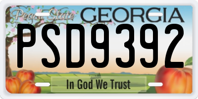 GA license plate PSD9392