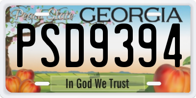 GA license plate PSD9394