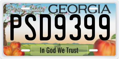 GA license plate PSD9399