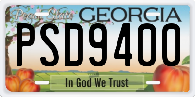 GA license plate PSD9400