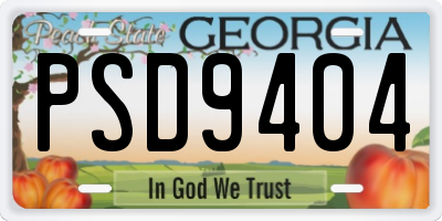GA license plate PSD9404