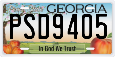 GA license plate PSD9405