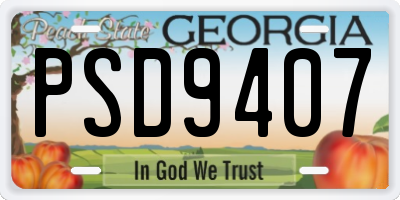 GA license plate PSD9407