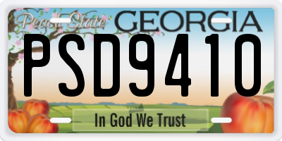 GA license plate PSD9410