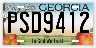 GA license plate PSD9412