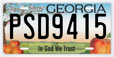 GA license plate PSD9415
