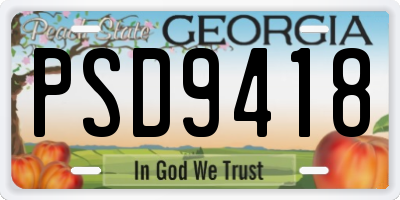 GA license plate PSD9418