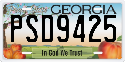 GA license plate PSD9425