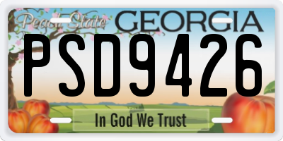 GA license plate PSD9426