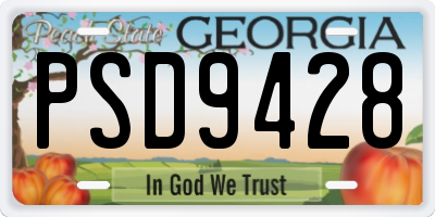 GA license plate PSD9428