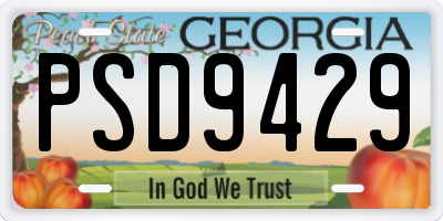 GA license plate PSD9429