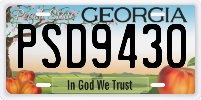 GA license plate PSD9430