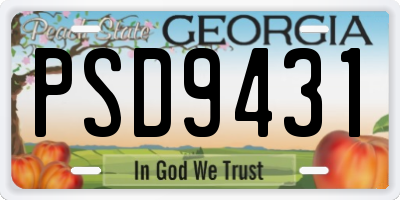 GA license plate PSD9431