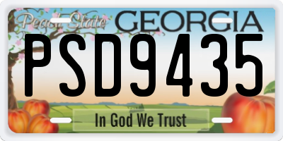 GA license plate PSD9435