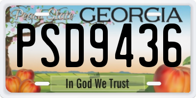 GA license plate PSD9436