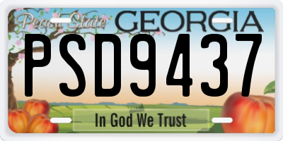 GA license plate PSD9437