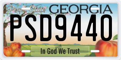GA license plate PSD9440