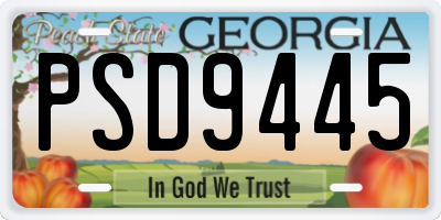 GA license plate PSD9445