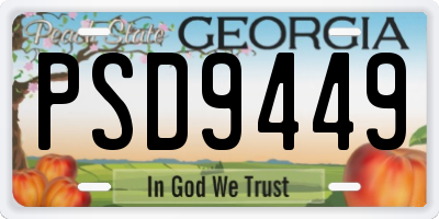 GA license plate PSD9449