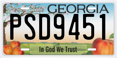 GA license plate PSD9451