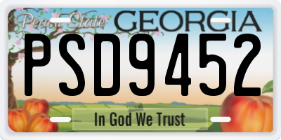 GA license plate PSD9452