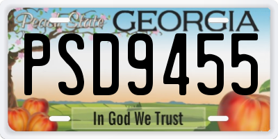 GA license plate PSD9455