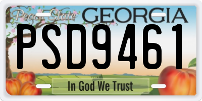 GA license plate PSD9461
