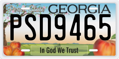 GA license plate PSD9465