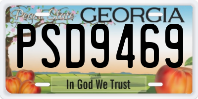 GA license plate PSD9469