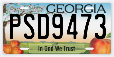 GA license plate PSD9473