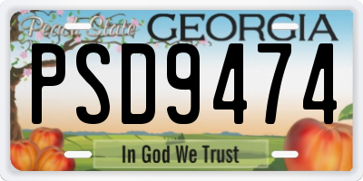 GA license plate PSD9474