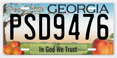 GA license plate PSD9476