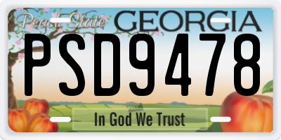 GA license plate PSD9478