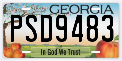 GA license plate PSD9483
