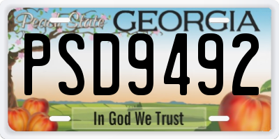 GA license plate PSD9492