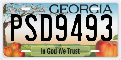 GA license plate PSD9493