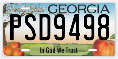 GA license plate PSD9498