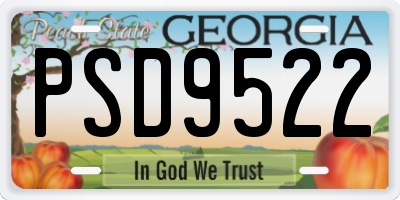 GA license plate PSD9522
