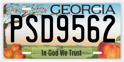GA license plate PSD9562