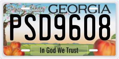 GA license plate PSD9608