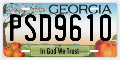 GA license plate PSD9610