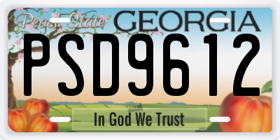 GA license plate PSD9612