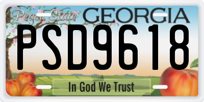 GA license plate PSD9618