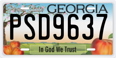 GA license plate PSD9637