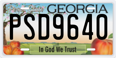 GA license plate PSD9640